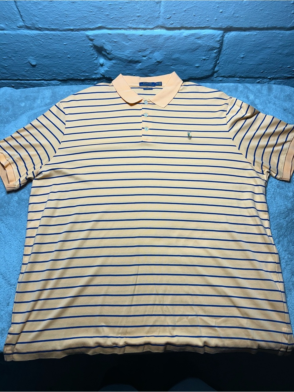 Polo Ralph Lauren Classic Fit Striped Polo Shirt Orange Blue XXL